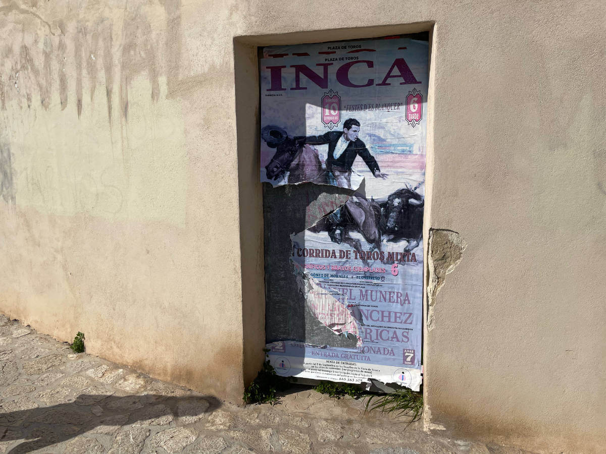 Plakat an Von von Stierkampfarena in Inca